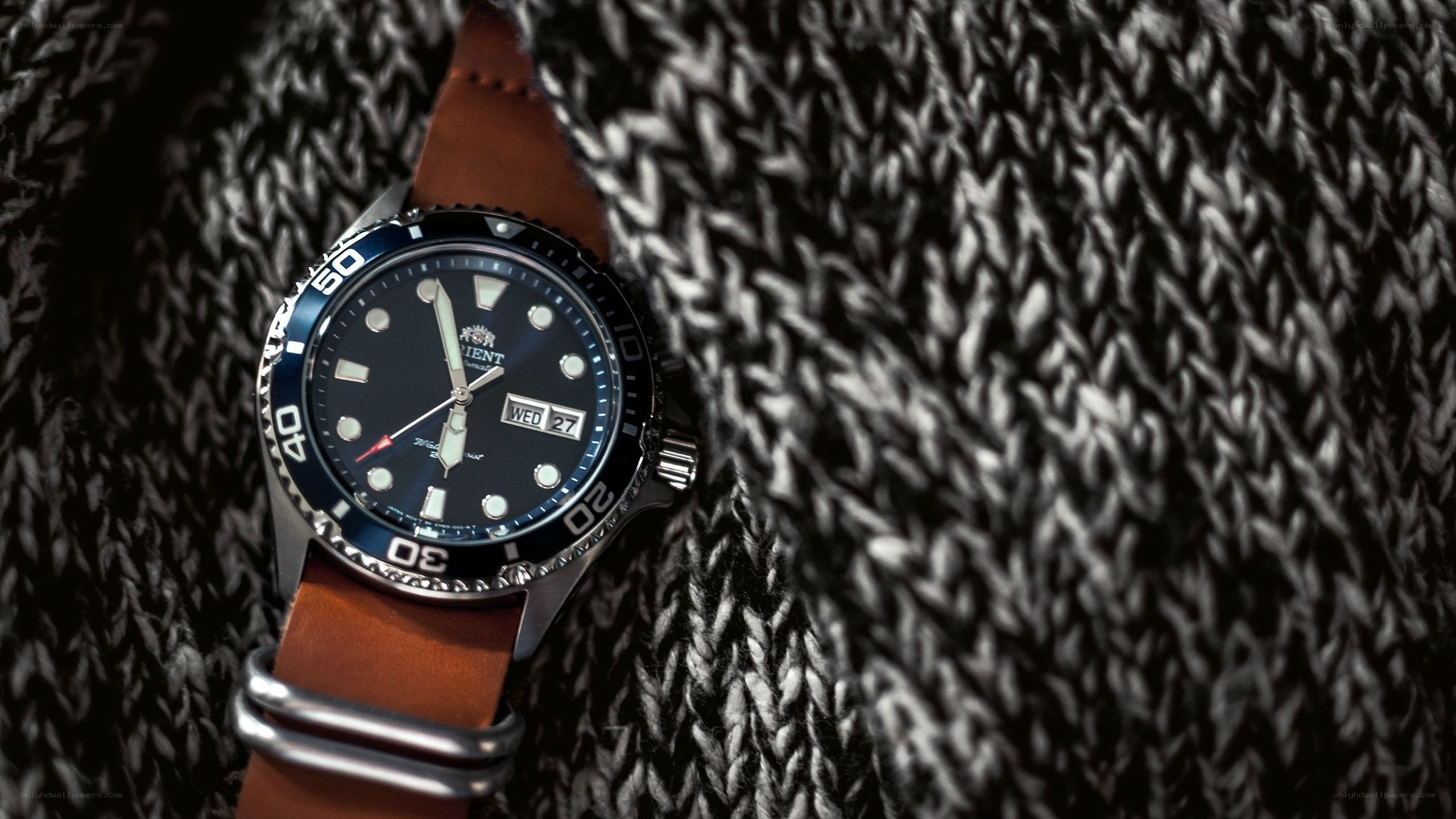 Orient watch on sweater