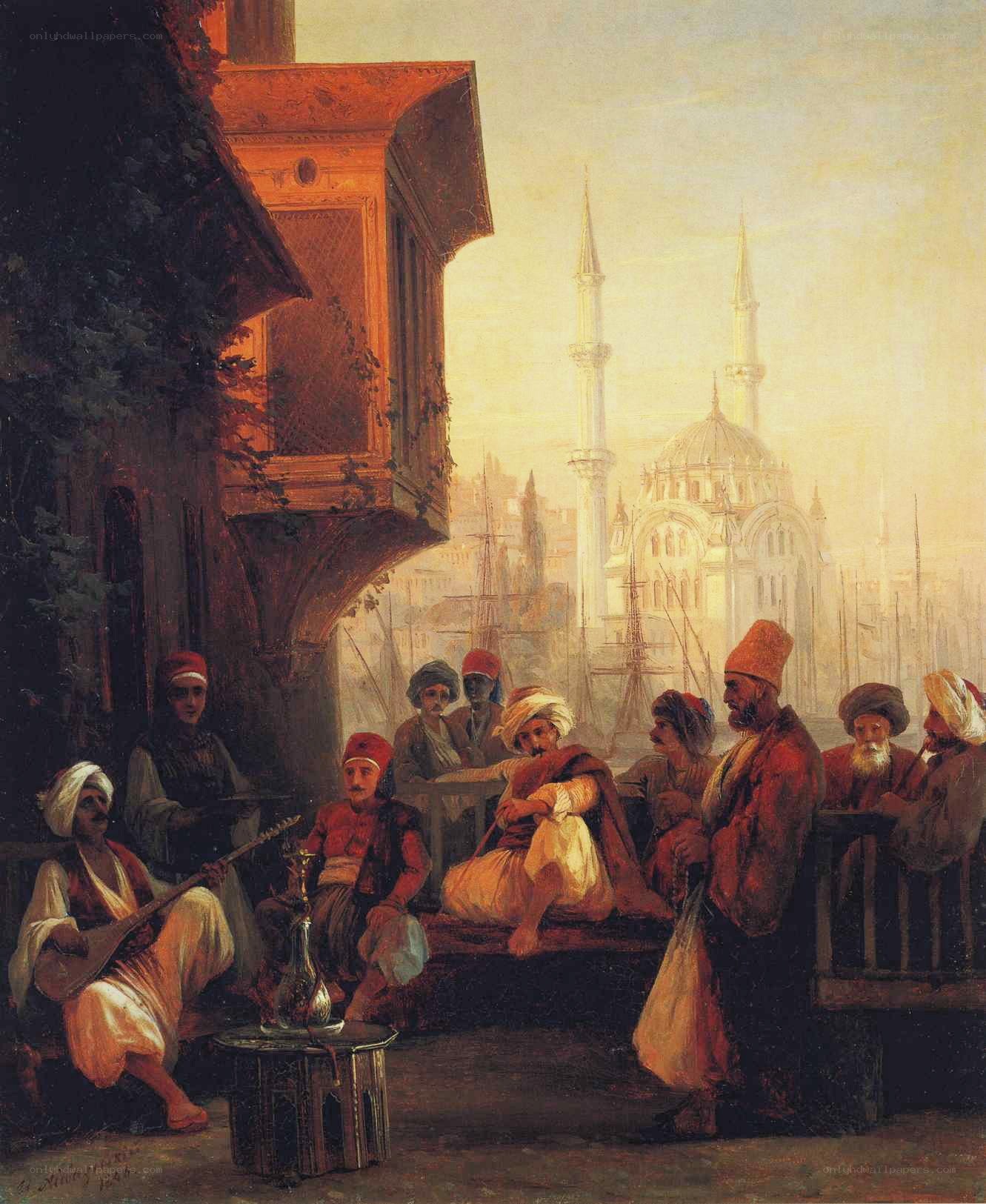Orientalist scene with musicians