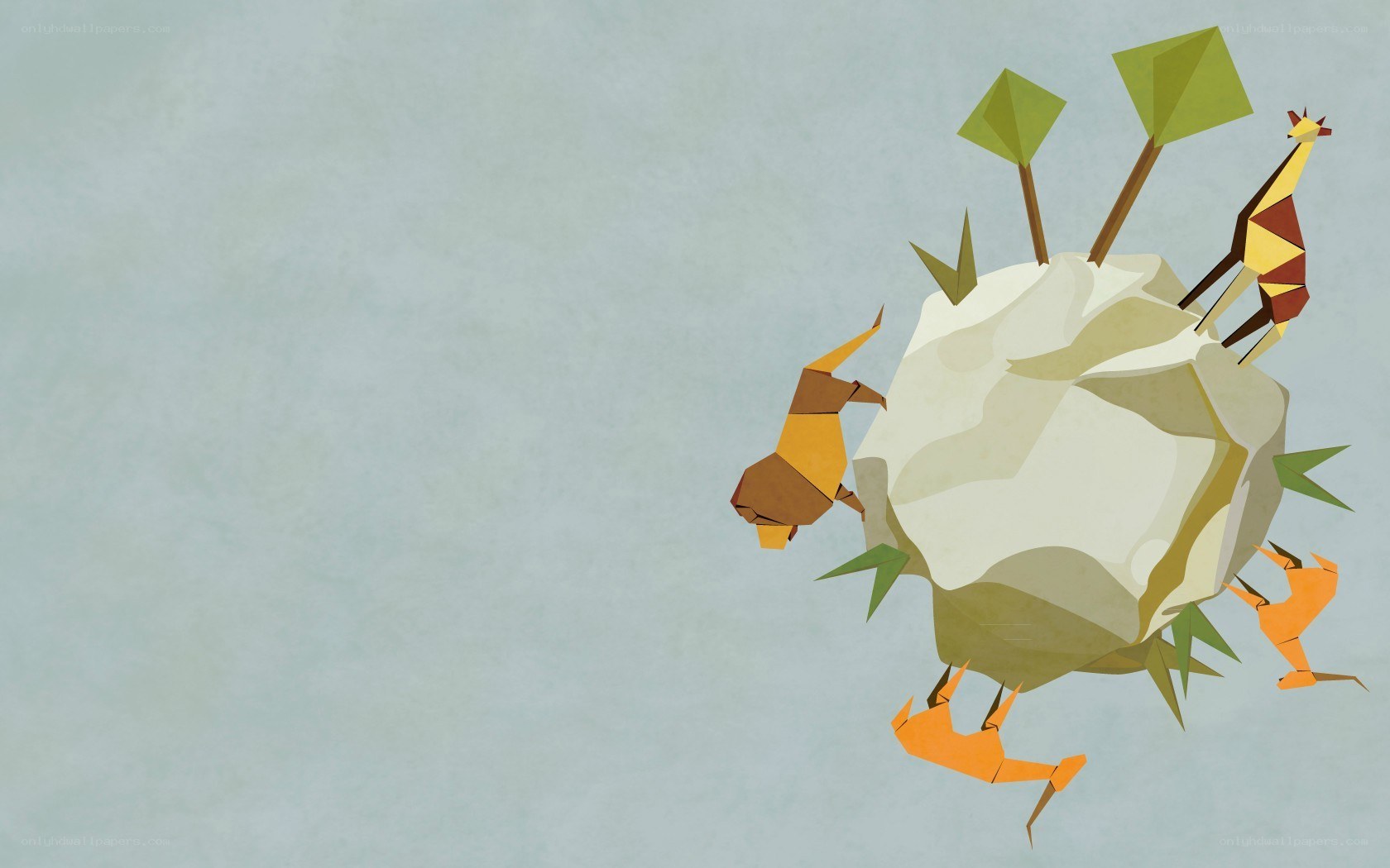 origami animals on a rock