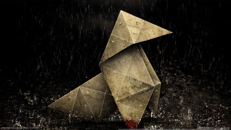 Origami Bird in Rain — Black