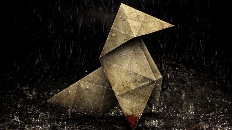 Origami bird in the rain