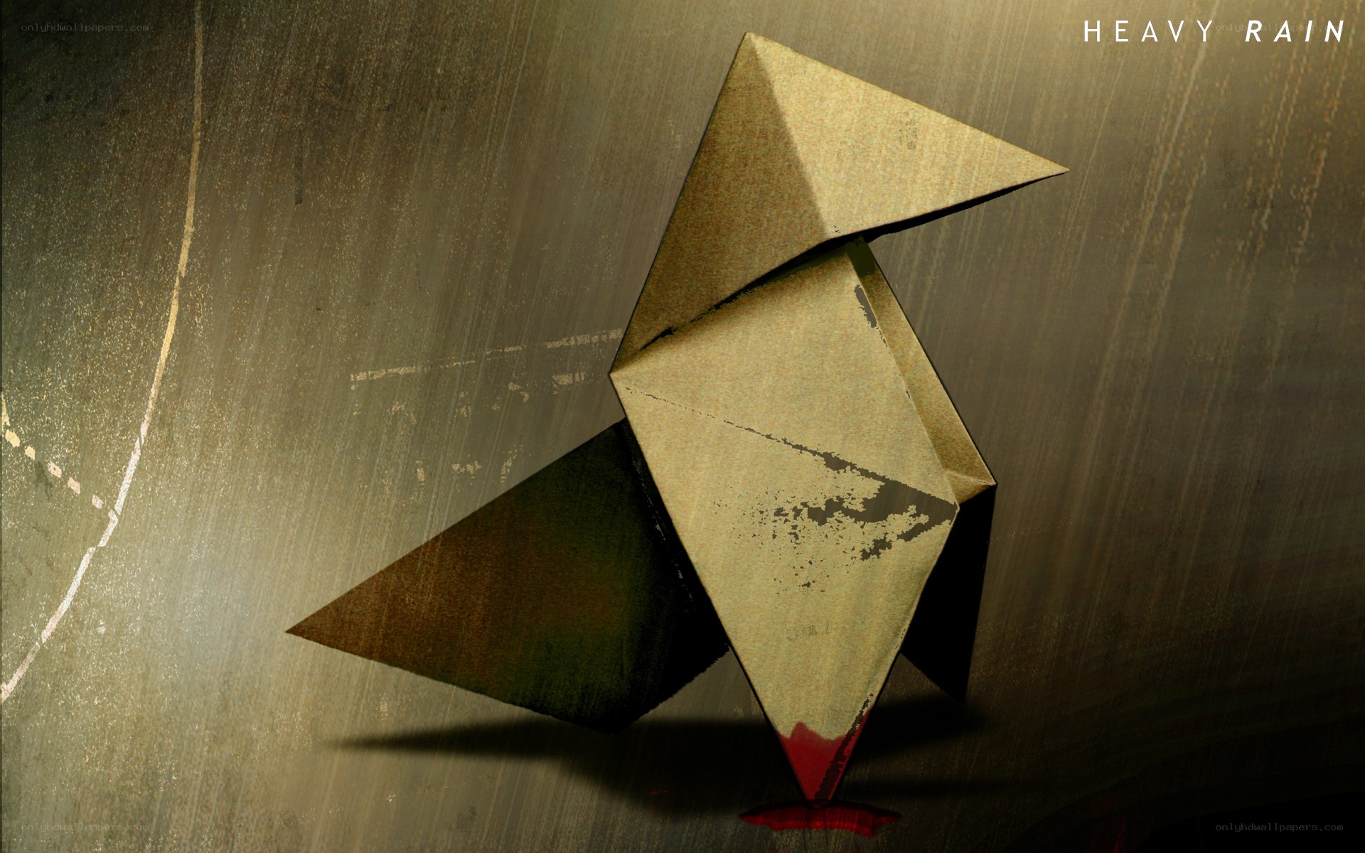 Origami bird with blood stain