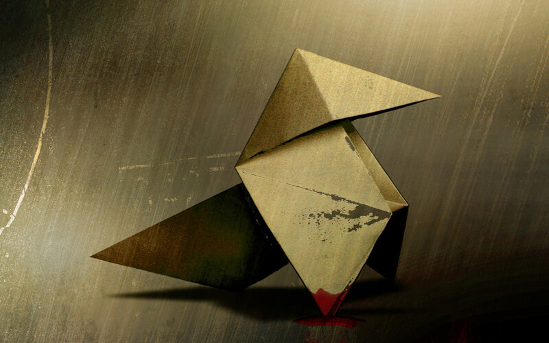 Origami Bird with Blood
