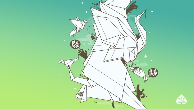 Origami Birds and Hands — Green