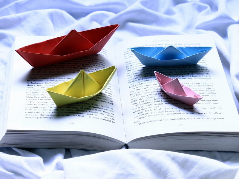 Origami Boats on Book