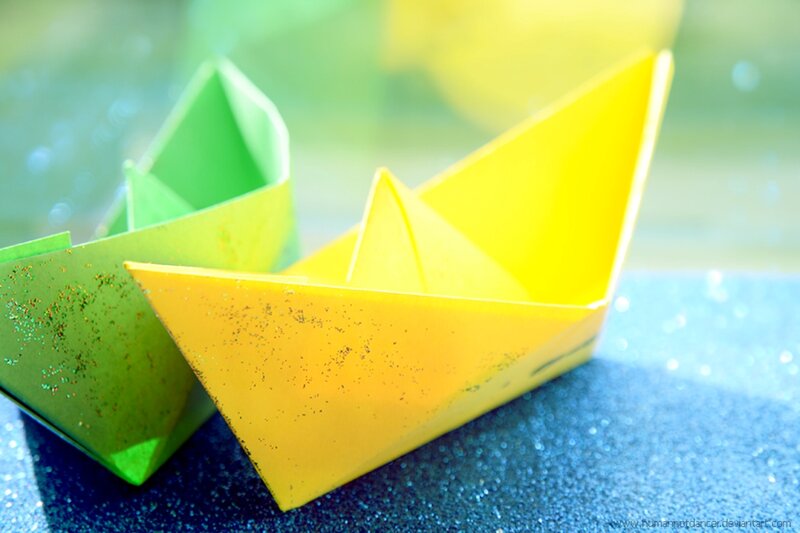Origami Boats on Surface