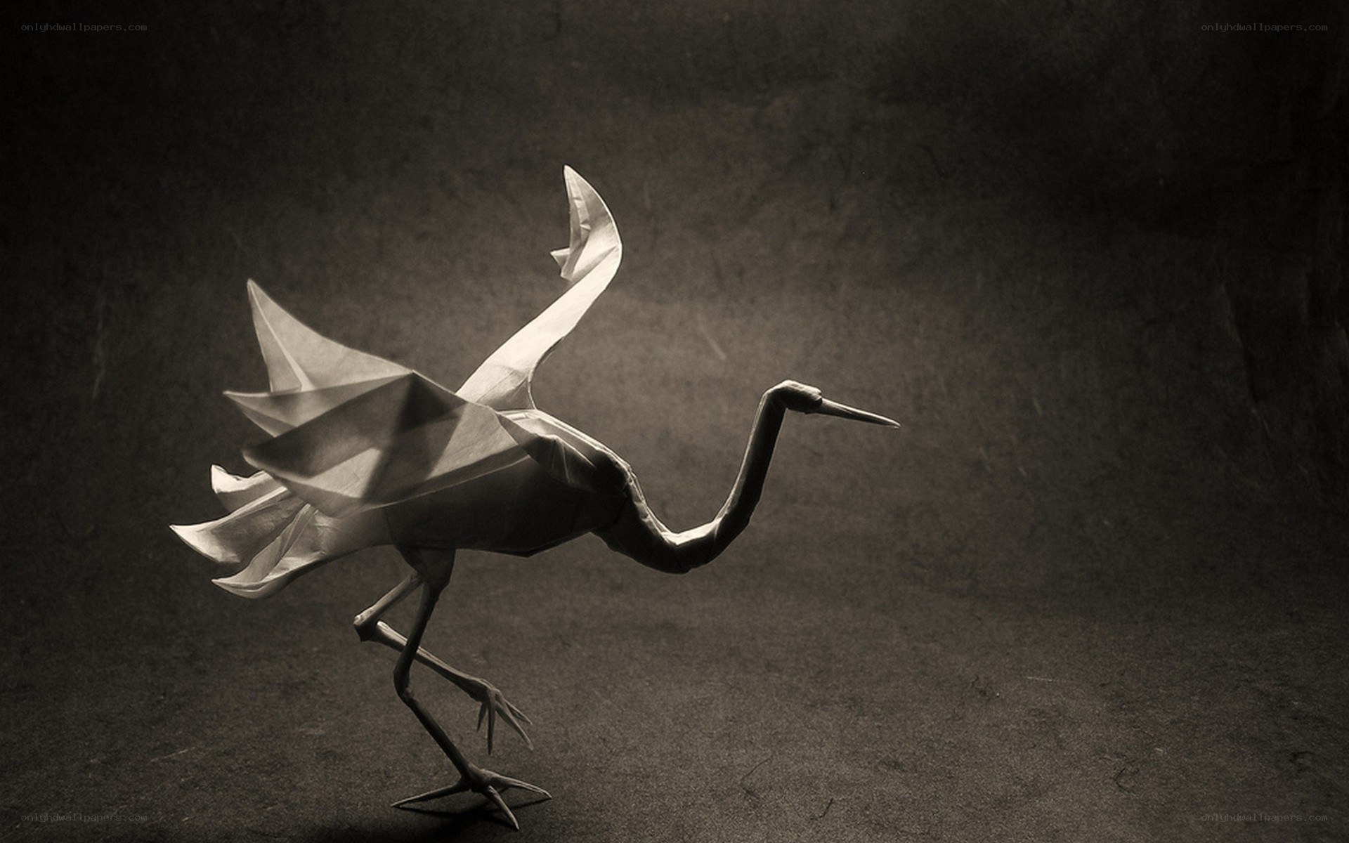 Origami crane in motion