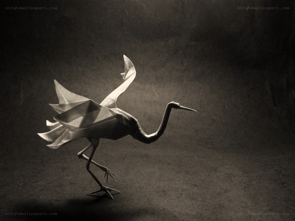 Origami crane in motion