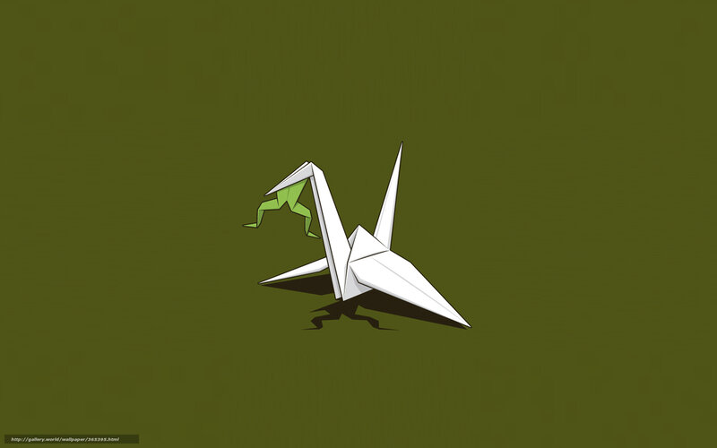 Origami crane with green figure