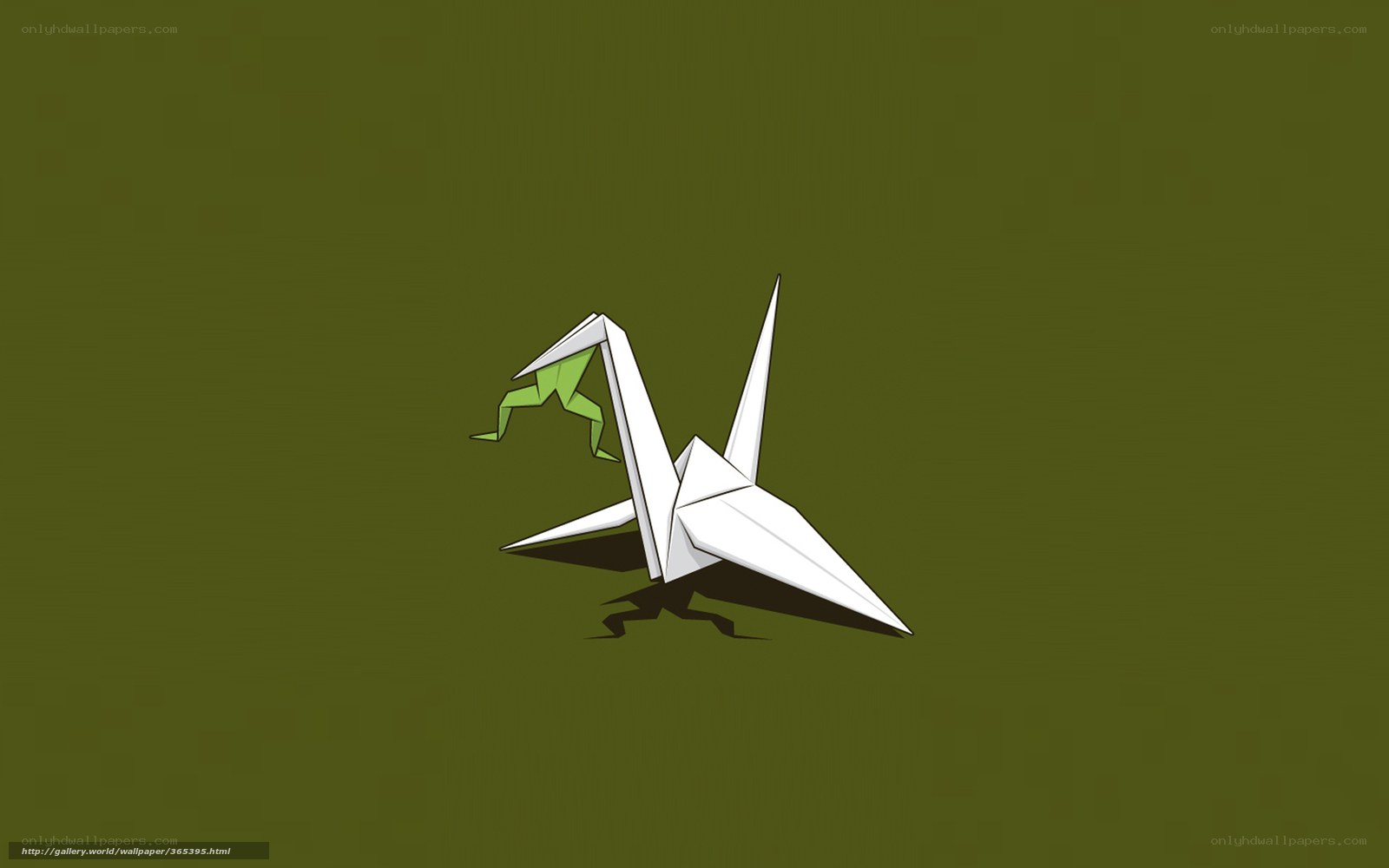 Origami crane with green figure