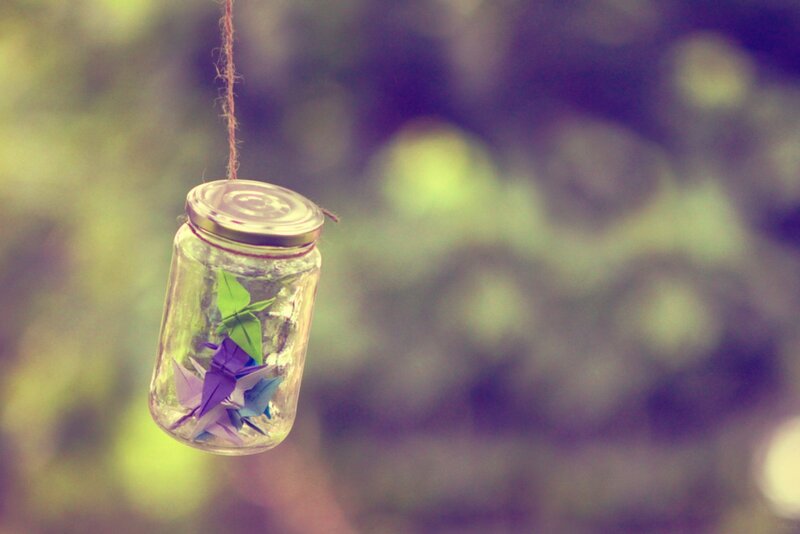 Origami Cranes in Jar