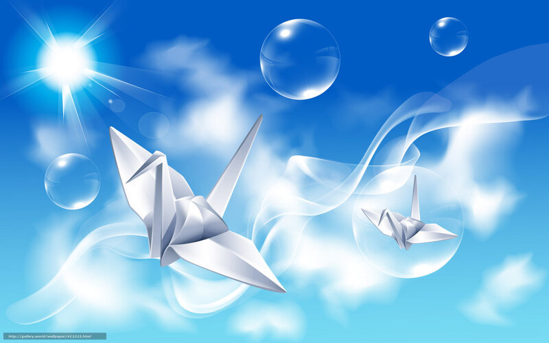 Origami cranes in the sky