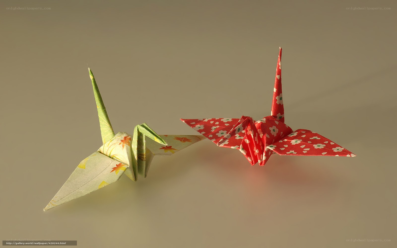Origami cranes on display