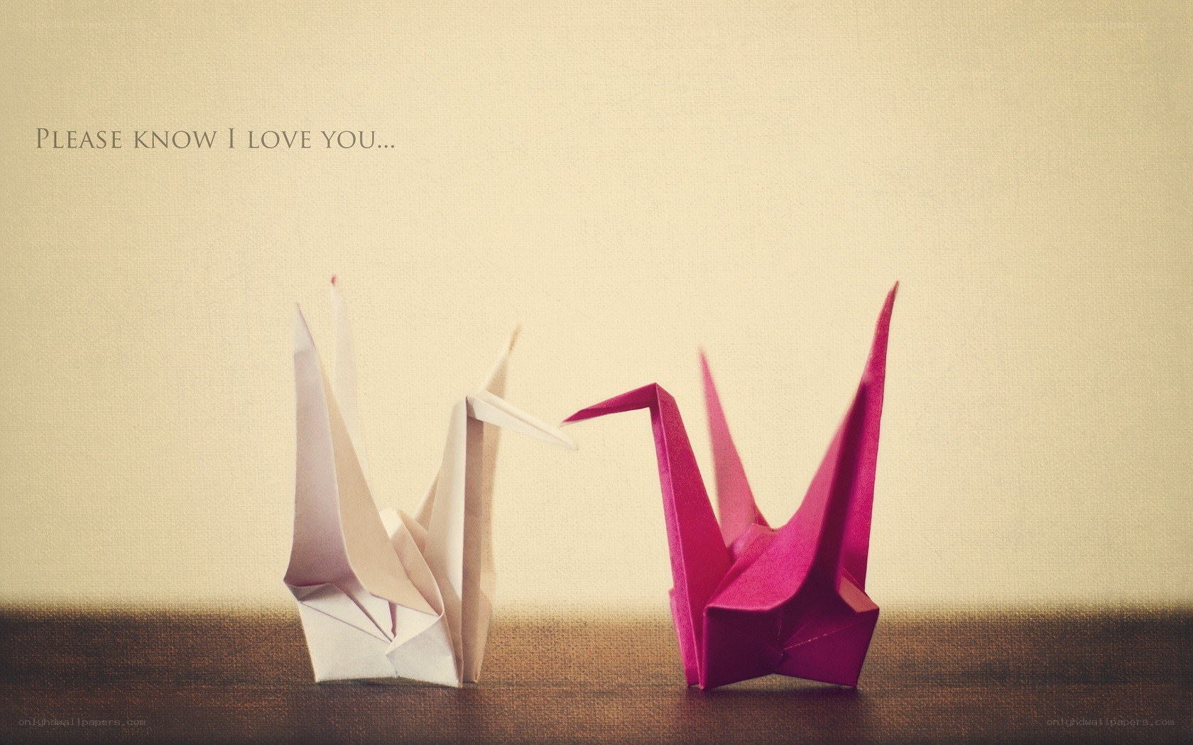 Origami cranes with love message