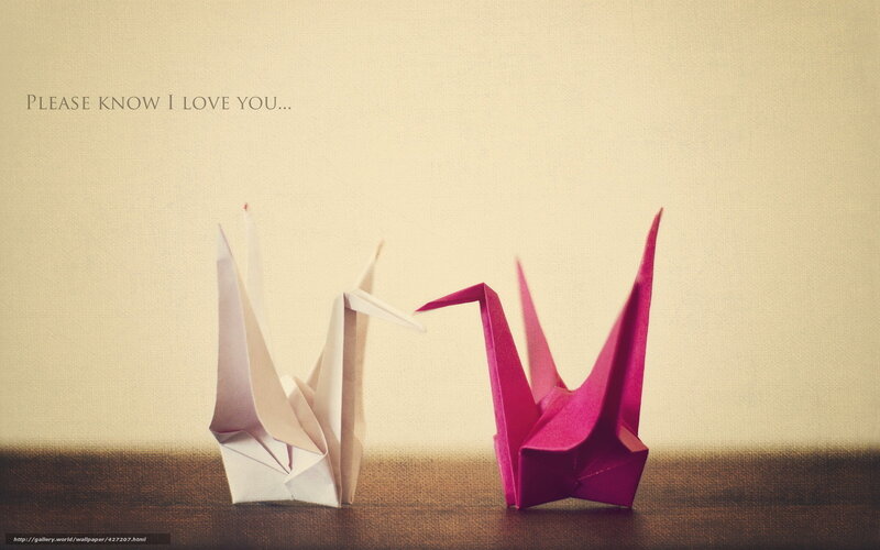 Origami cranes with love message