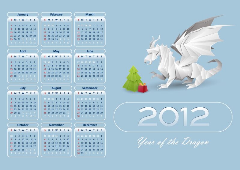 Origami Dragon Calendar