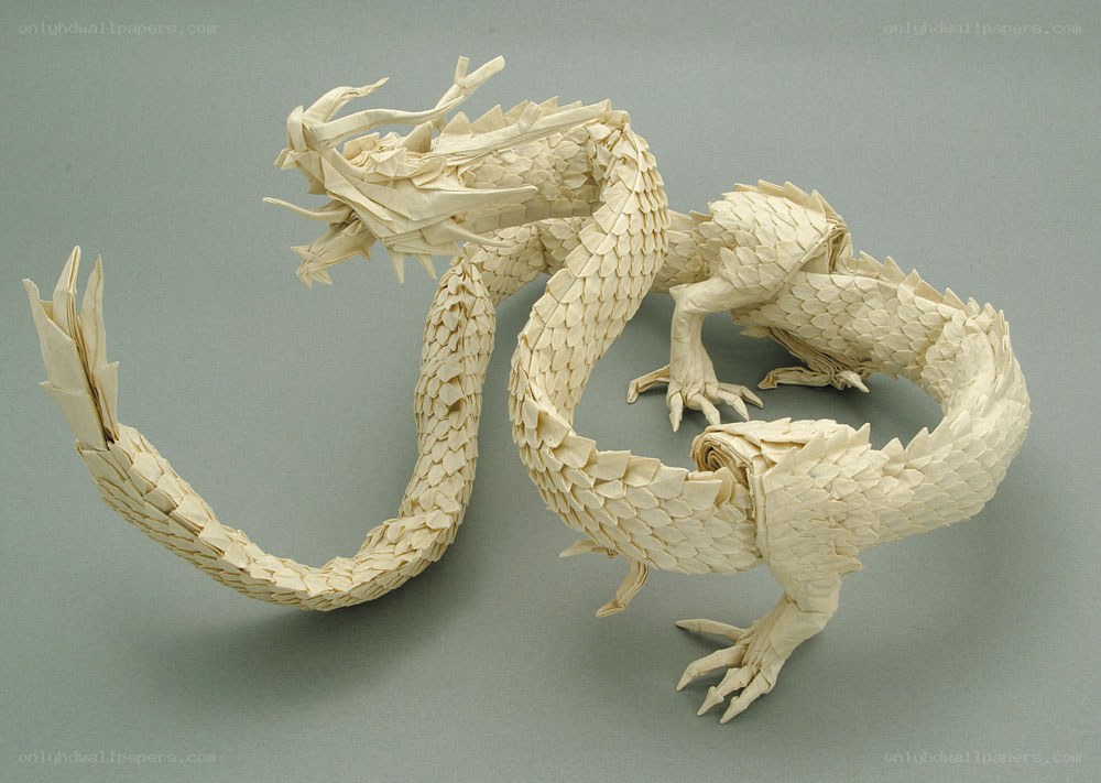 Origami dragon sculpture