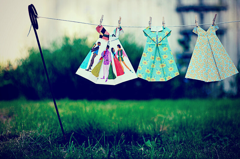 Origami Dresses on Clothesline