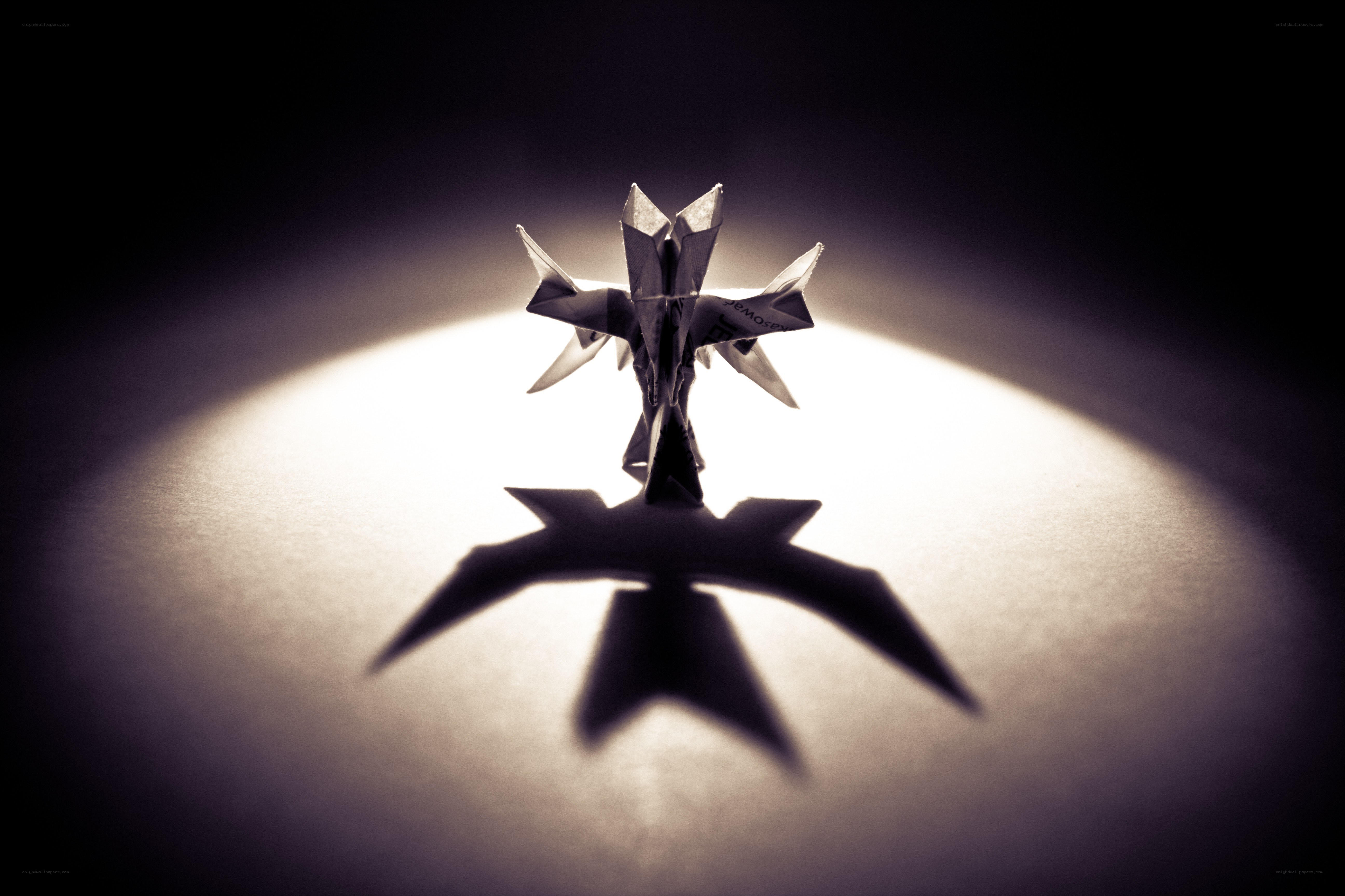 Origami figure in spotlight