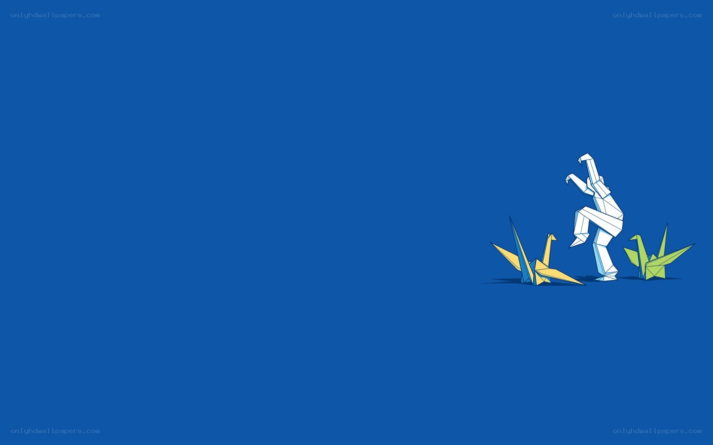 origami figures on blue