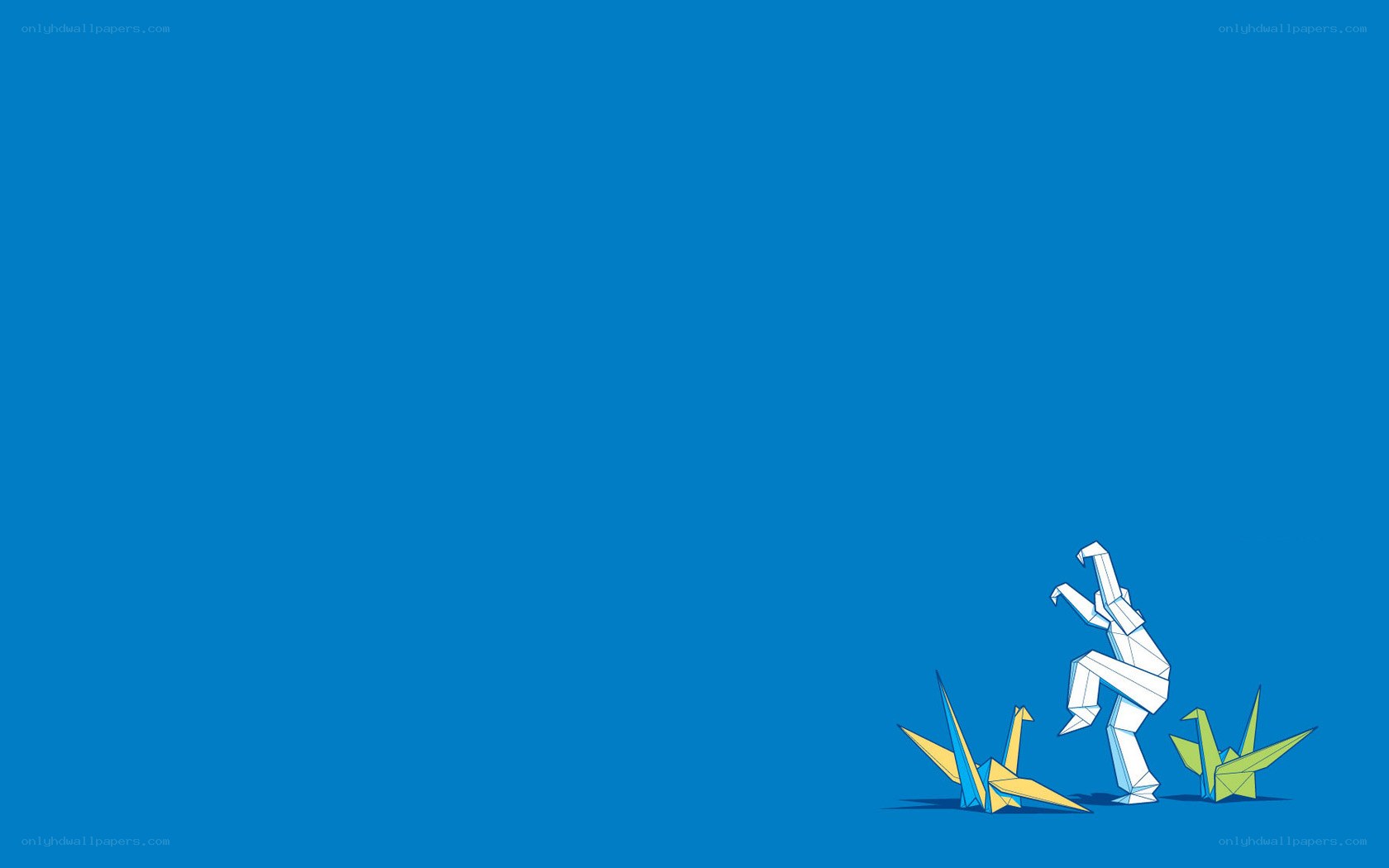 origami figures on blue