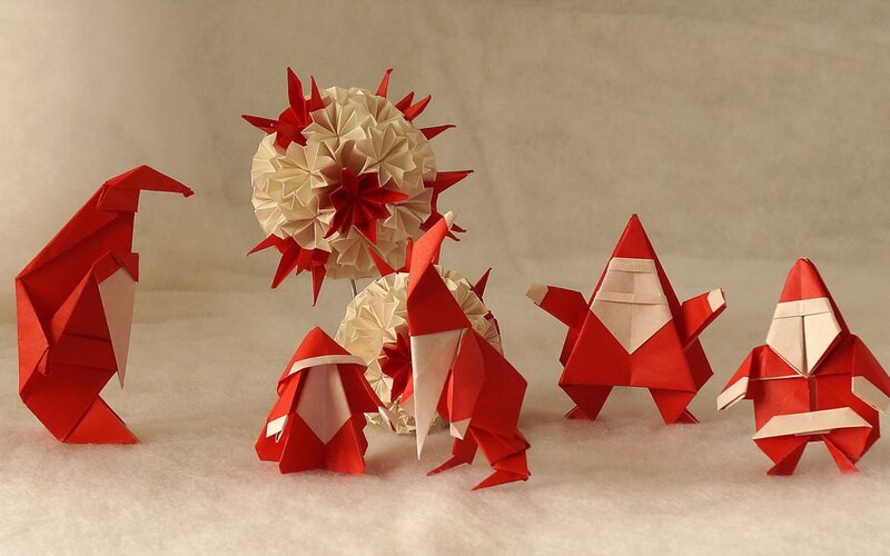 Origami Figures on White