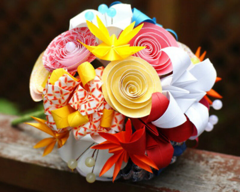 Origami Flower Bouquet — Yellow