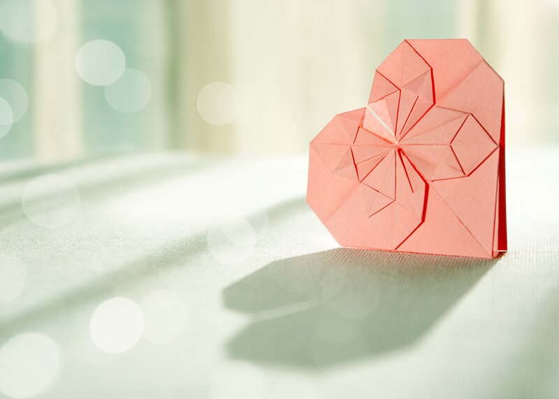 Origami Heart on Table
