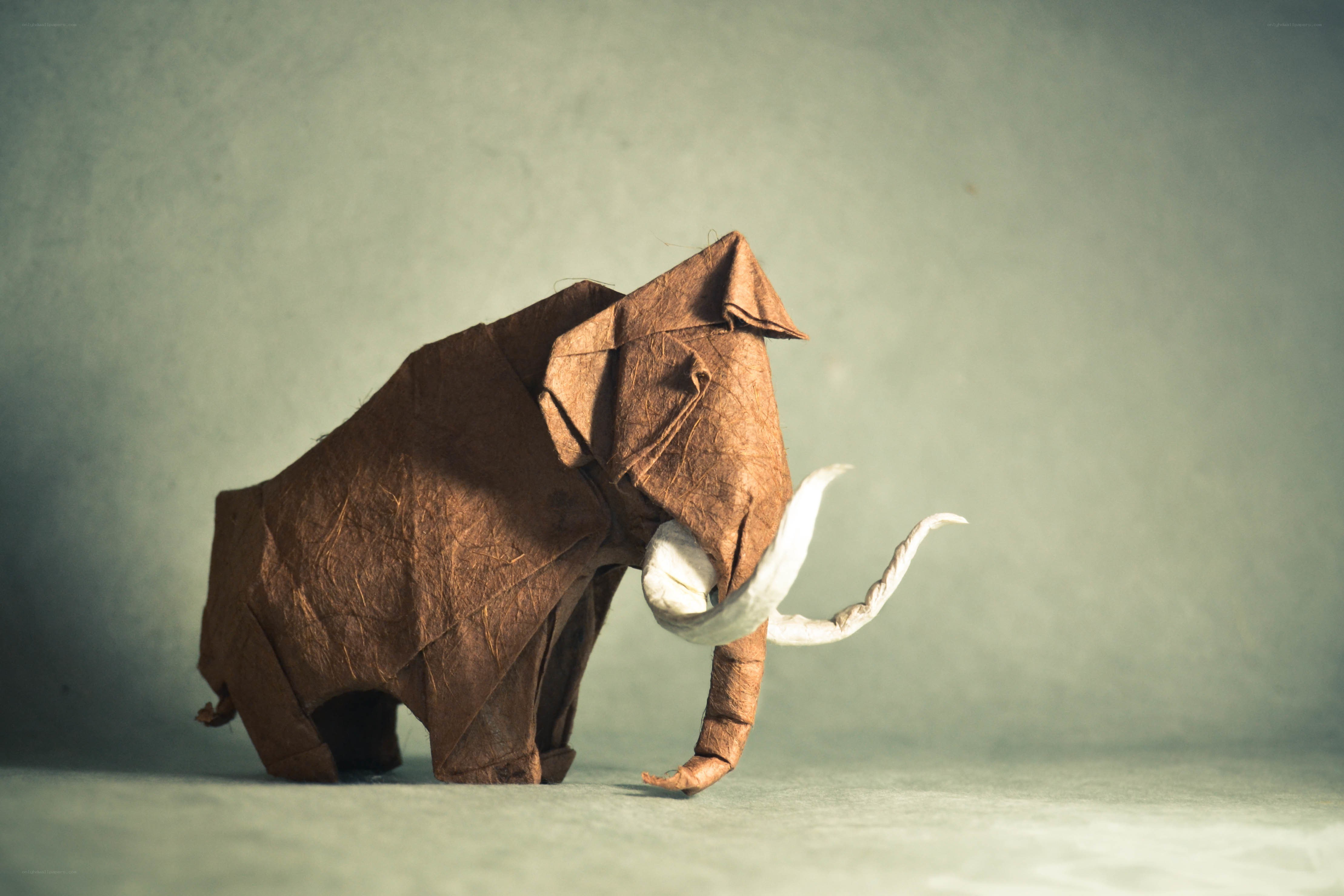 Origami mammoth sculpture