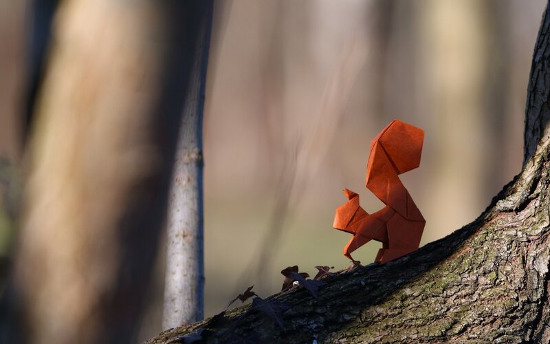 Origami Squirrel on Tree