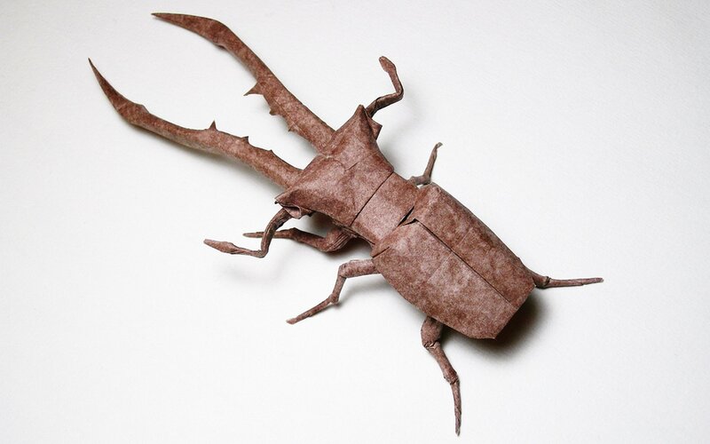 Origami Stag Beetle — Brown