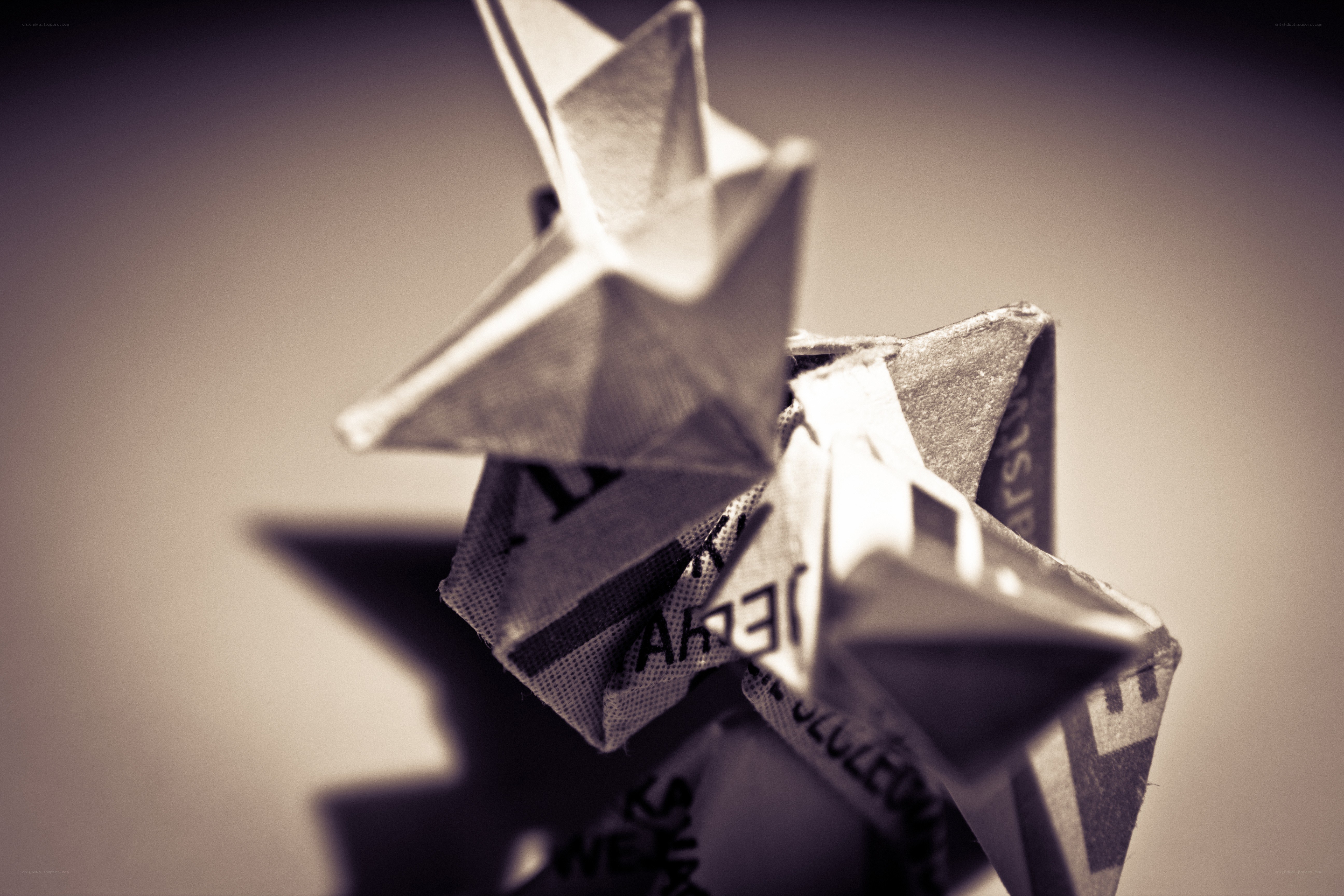 Origami stars from newspaper