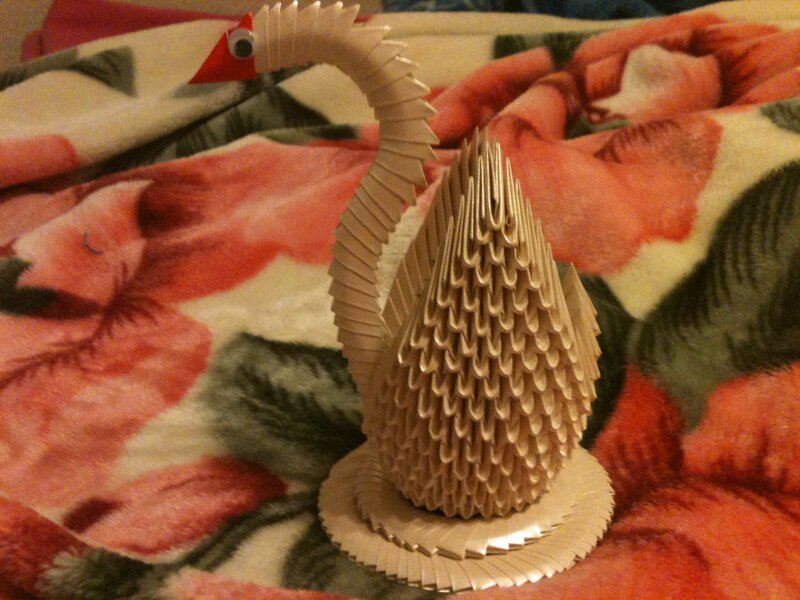 Origami Swan Sculpture — Beige