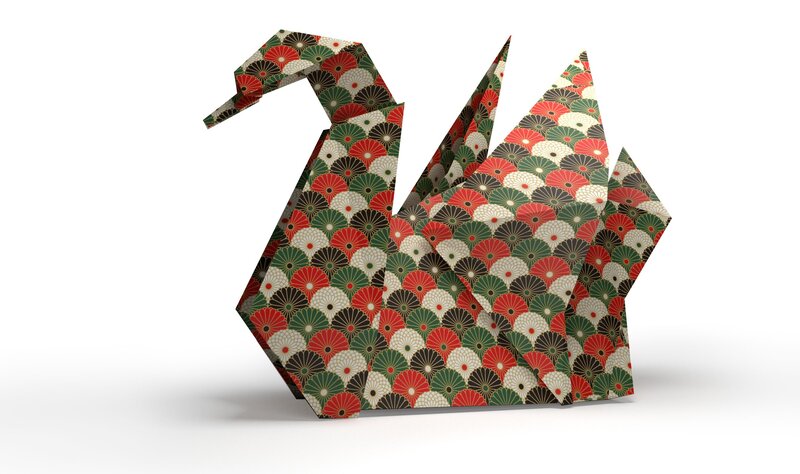 origami swan with patterned paper