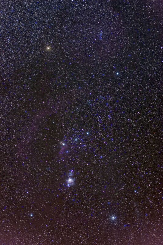 Orion constellation in night sky