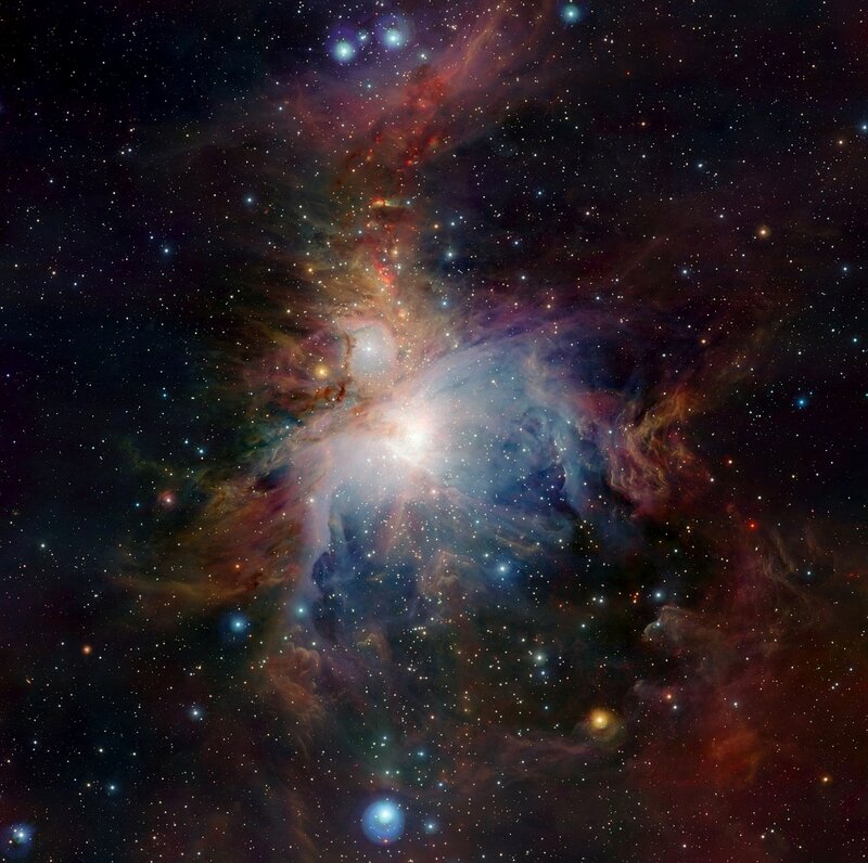 Orion Nebula — Blue, Cosmic, Night, Photograph, Stars, Gas Clouds, Dust, Purple, Red
