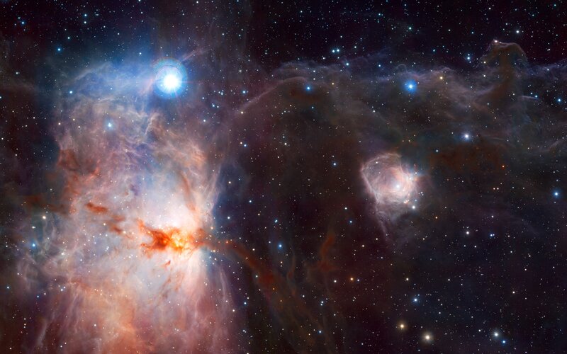 Orion Nebula — Blue, Cosmic, Night, Photograph, Stars, Gas Clouds, Red