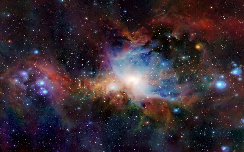 Orion Nebula — Blue, Cosmic, Photograph, Stars, Gas Clouds, Red