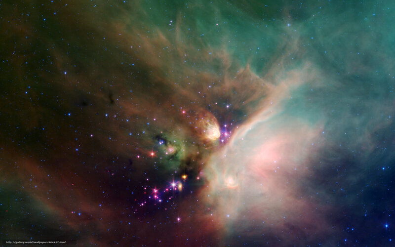 Orion Nebula — Green, Cosmic, Photograph, Stars, Gas Clouds, Dust