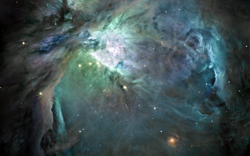 Orion Nebula — Green, Cosmic, Photograph, Stars, Gas Clouds
