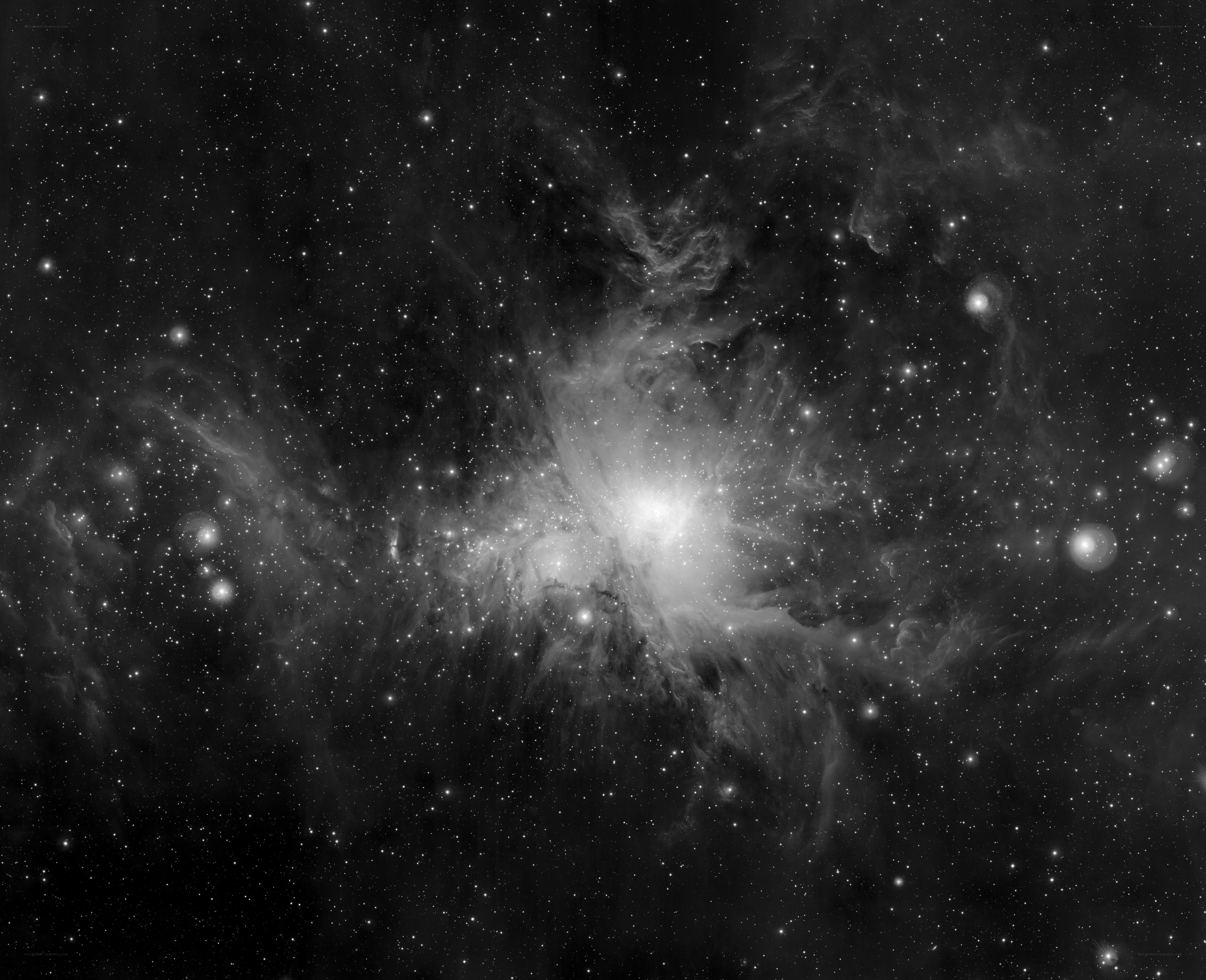 Orion Nebula in black and white