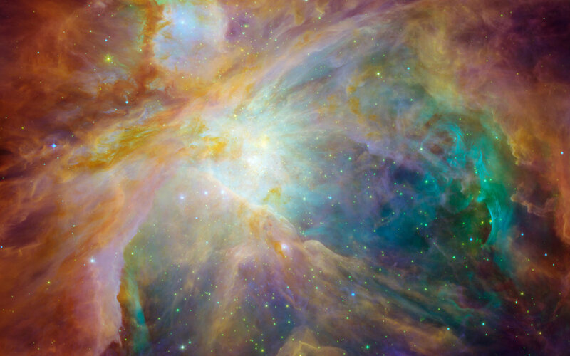 Orion Nebula — Orange, Cosmic, Photograph, Stars, Gas Clouds, Blue