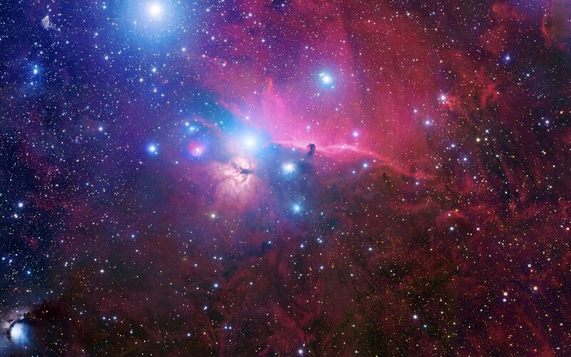 Orion Nebula — Red, Cosmic, Night, Photograph, Stars, Gas Clouds, Blue, Purple