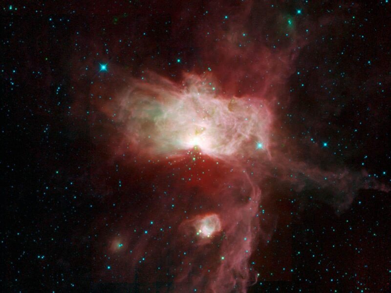 Orion Nebula — Red, Cosmic, Night, Photograph, Stars, Gas Clouds, Green