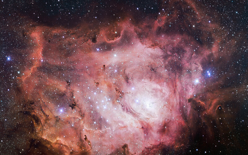Orion Nebula — Red, Cosmic, Night, Photograph