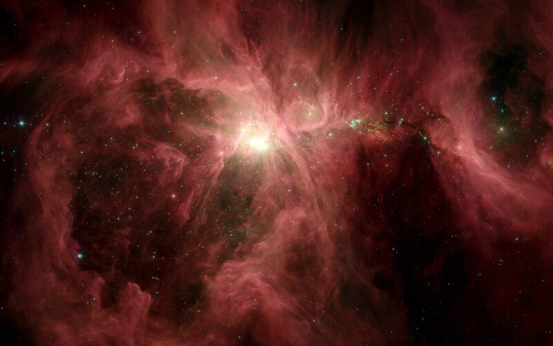 Orion Nebula — Red, Cosmic, Photograph, Stars, Gas Clouds, Black