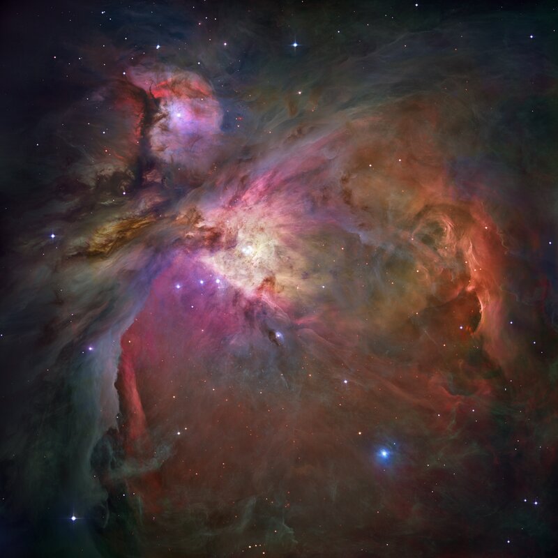 Orion Nebula — Red, Cosmic, Photograph, Stars, Gas Clouds, Dust