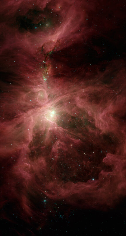 Orion Nebula — Red, Dramatic, Night, Photograph, Stars, Gas Clouds