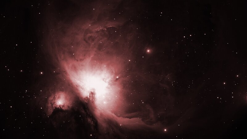 Orion Nebula — Red, Dramatic, Night, Photograph