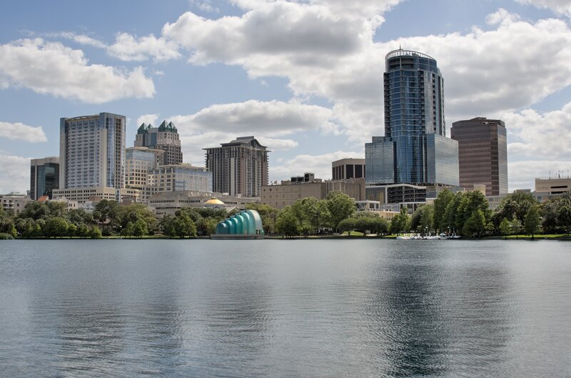 Orlando skyline by the lake